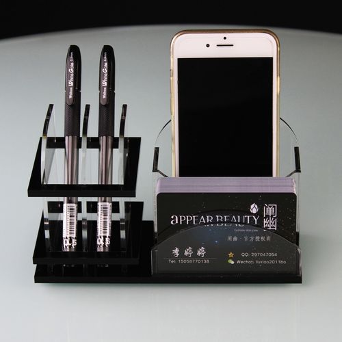 新款创意皮革多功能笔筒 桌面名片收纳盒商务办公用品带抽屉包邮